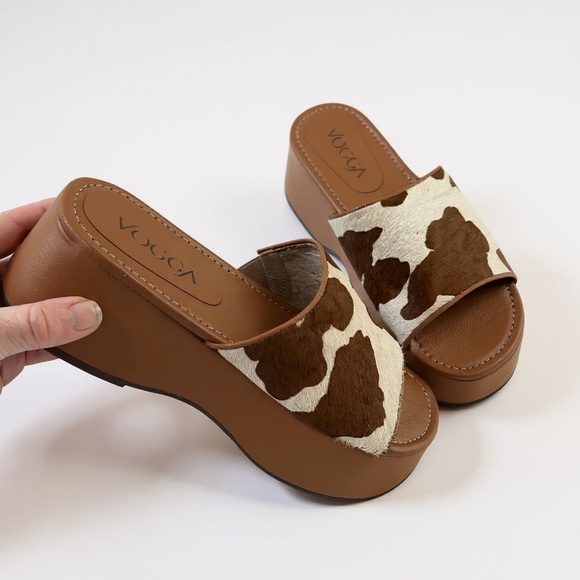 vogga Shoes - Leather And Pony Hair Cow Print Shoes